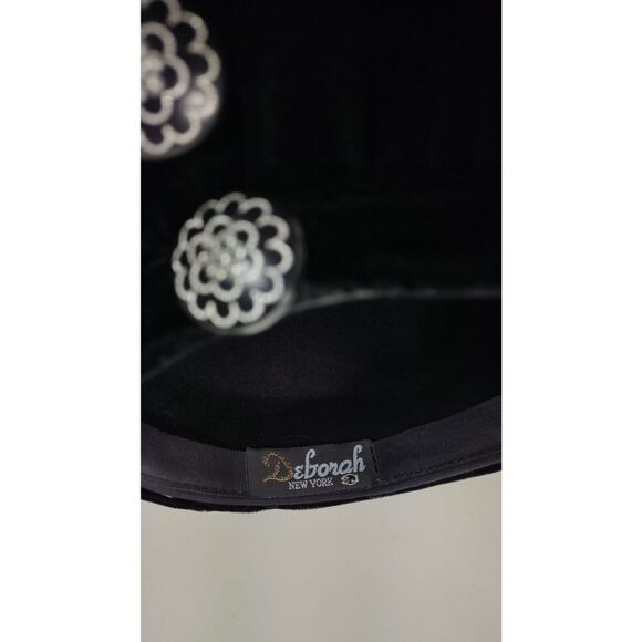 Vintage Deborah New York Black 100% Wool Velvet Fancy Church Derby Hat main image 10
